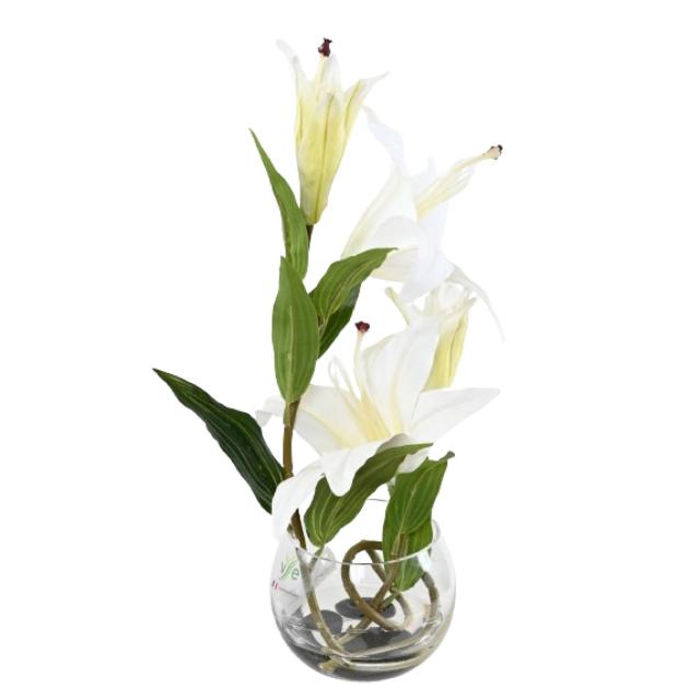 Centre de Table Artificiel Lys Blanc