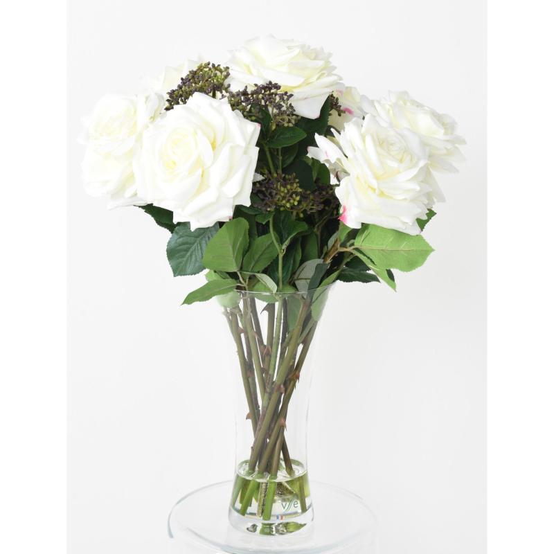Bouquet Artificiel Roses Romances Blanc